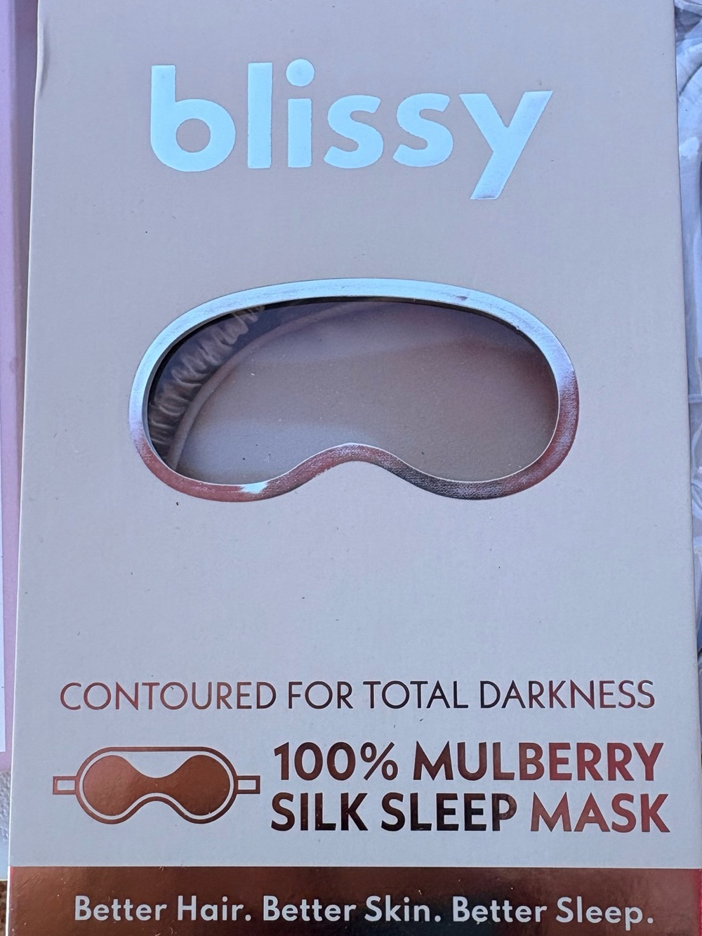 Blissy 100% Mulberry Silk Sleep Mask - Champagne